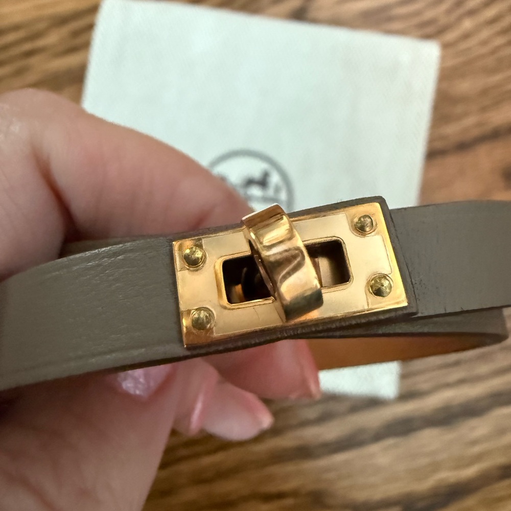 Hermes Etoupe Mini Kelly Double Tour Bracelet